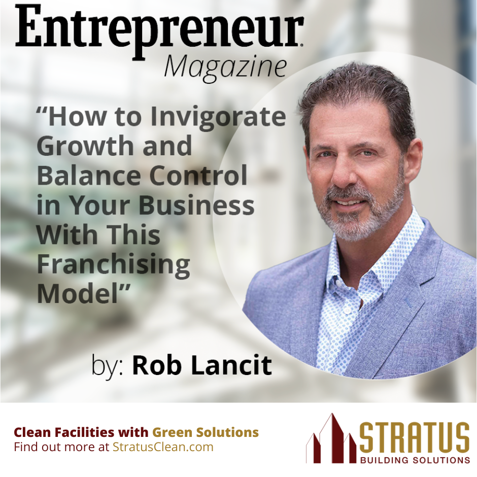 Rob Lancit with a Blurry Office Lobby in the Background and The Title of His Entrepreneur Article