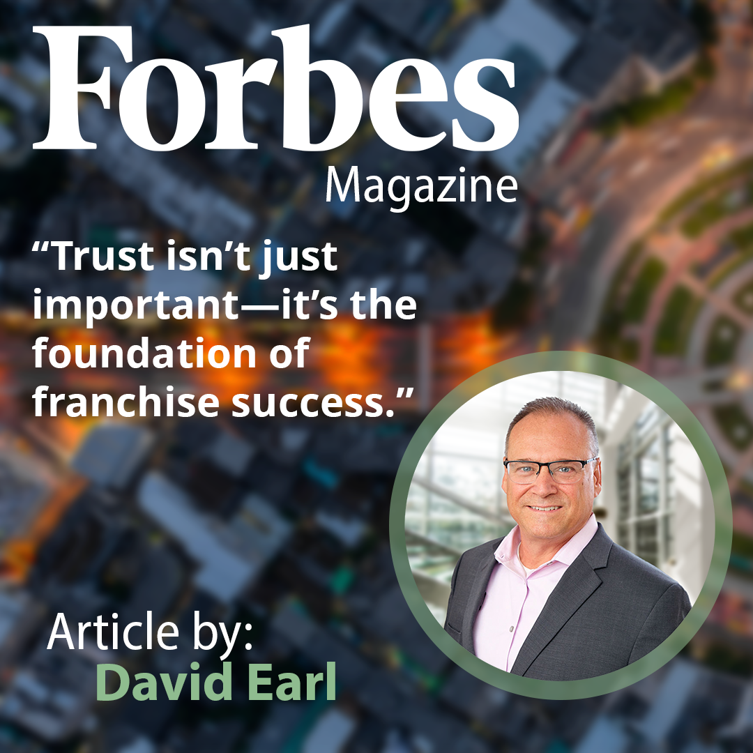 a photo of David Earl with Buildings on the back the text reads: “Trust isn’t just important—it’s the foundation of franchise success."